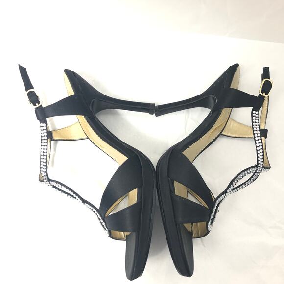 Nina Stiletto Evening Heeled Sandal Gem Studded Snaking Straps Black 7 - Picture 4 of 9